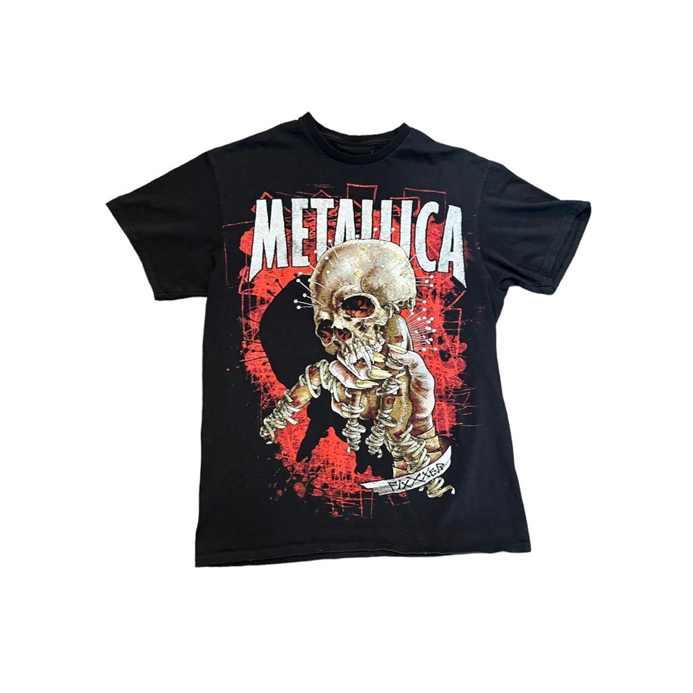 Metallica Fixxxer Hand Holding Pushead skull concert tee slim fit black …